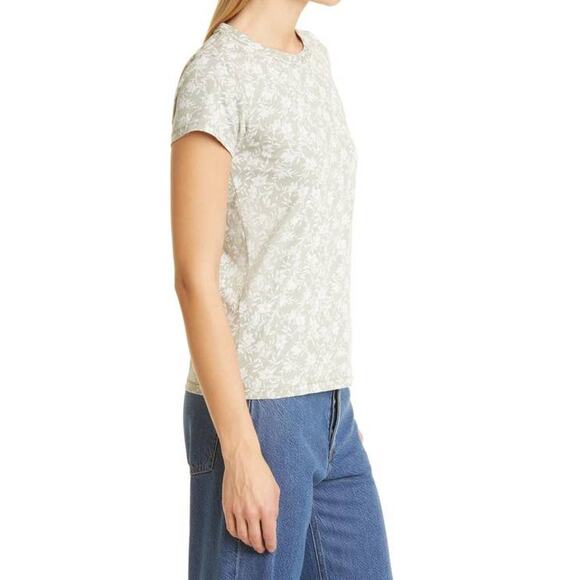 Rag & Bone All Over Julia Floral Tee Shirt in Jade XS - Picture 2 of 4